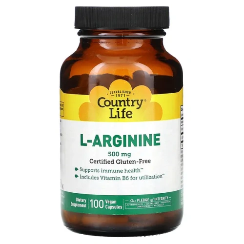 Country Life, L-Arginine, 500 mg, 100 Vegan Capsules