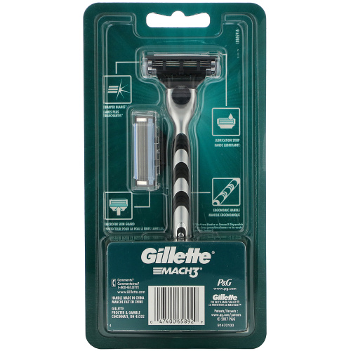 Gillette, Mach3, 1 бритва + 2 кассеты фото 2