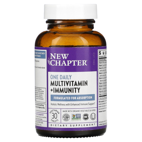 New Chapter, One Daily Multivitamin + Immunity, 30 вегетарианских таблеток фото 3