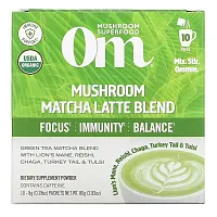 Om Mushrooms, Mushroom Matcha Latte Blend, 10 Packets, 0.28 oz (8 g) Each