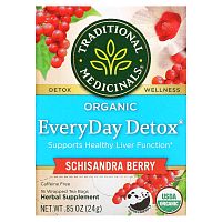 Traditional Medicinals, Organic EveryDay Detox, без кофеина, лимонник, 16 чайных пакетиков в упаковке, 24 г (0,85 унции)