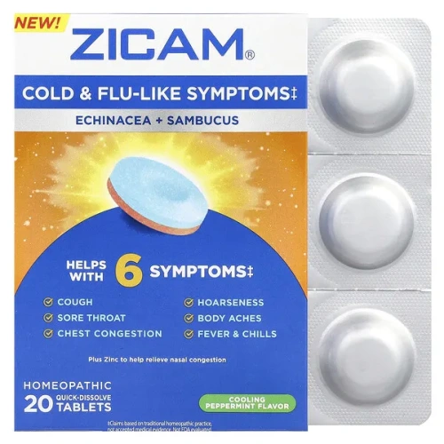 Zicam, Echinacea + Sambucus, Cooling Peppermint, 20 Quick-Dissolve Tablets