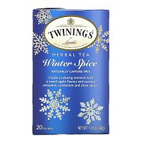 Twinings, Травяной чай, Winter Spice, без кофеина, 20 чайных пакетиков, 40 г (1,41 унции)