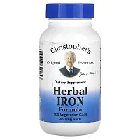 Christopher&#x27;s Original Formulas, Herbal Iron Formula, 460 mg, 100 Vegetarian Caps