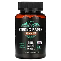 YumV&#x27;s, Strong Earth Gummies, Zinc, Maximum Strength, Berry, 50 mg, 60 Gummies (25 mg per Gummy)