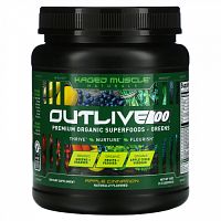 Kaged, Outlive 100, органическая зелень-суперфуды, со вкусом яблока и корицы, 510 г (18 унций)