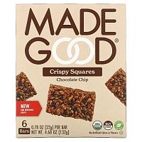 MadeGood, Crispy Squares, шоколадная крошка, 6 батончиков по 22 г (0,78 унции)