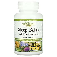 Natural Factors, Sleep Relax, с валерианой и хмелем, 90 капсул