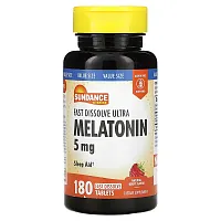 Sundance Vitamins, Fast Dissolve Ultra Melatonin, Natural Berry, 5 mg, 180 Fast Dissolve Tablets