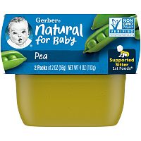 Gerber, гороховое пюре, 2 баночки в упаковке, по 56 г (2 унции) каждая