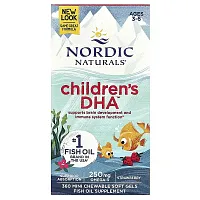 Nordic Naturals, Children&#x27;s DHA, Ages 3-6, Strawberry, 360 Mini Chewable Soft Gels