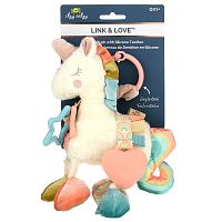 itzy ritzy, Link & Love, Activity Plush с силиконовым прорезывателем, для детей от 0 месяцев, Unicorn, 1 прорезыватель