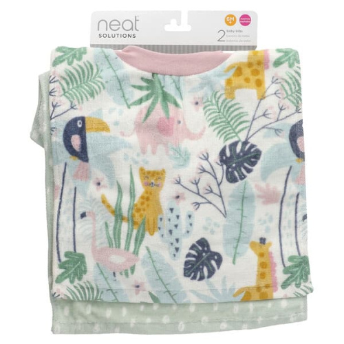 Neat Solutions, Baby Bibs, 6M+, Animals, 2 Count