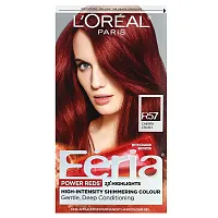 L&#x27;Oréal, Feria, Power Red, High-Intensity Shimmering Colour, R57 Cherry Crush, 1  Application