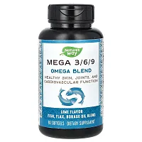 Nature&#x27;s Way, Mega 3/6/9, Omega Blend, Lime, 90 Softgels