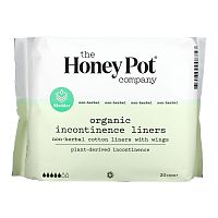 The Honey Pot Company, Organic Incontinence Liners, Non-Herbal Cottong Liners With Wings, 20 Count