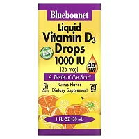 Bluebonnet Nutrition, Liquid Vitamin D3 Drops, Citrus, 25 mcg (1,000 IU), 1 fl oz (30 ml)