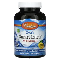 Carlson, Teen&#x27;s Smart Catch, Natural Lemon, 700 mg, 90 Soft Gels (350 mg per Soft Gel)