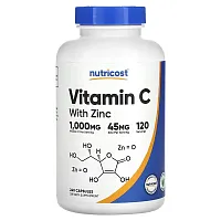 Nutricost, Vitamin C with Zinc, 240 Capsules