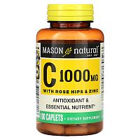 Mason Natural, Витамин C с шиповником и цинком, 1000 мг, 100 капсул