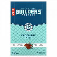 Clif Bar, Протеиновый батончик Builder's с шоколадом и мятой, 12 батончиков, весом 68 г (2,40 унции) каждый