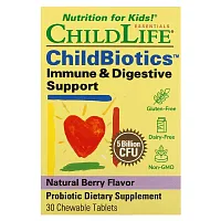 ChildLife Essentials, ChildBiotics, Immune &amp; Digestive Support, Natural Berry, 5 Billion CFU, 30 Chewable Tablets