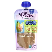 Plum Organics, Organic Baby Food, 6 + Months, Pear, Blueberry, Avocado + Granola , 3.5 oz (99 g)