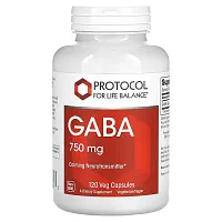 Protocol for Life Balance, GABA, 750 mg, 120 Veg Capsules