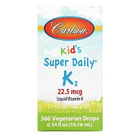 Carlson, Kid&#x27;s, Super Daily K2, 22.5 mcg, 0.34 fl oz (10.16 ml)