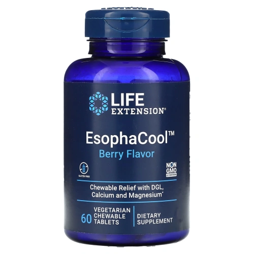 Life Extension, EsophaCool, с ягодным вкусом, 60 вегетарианских жевательных таблеток