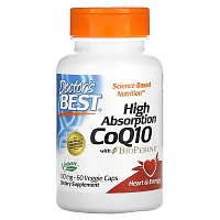 Doctor&#x27;s Best, High Absorption CoQ10 with BioPerine, 100 mg, 60 Veggie Caps