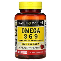 Mason Natural, Omega 3-6-9, Fish, Flax &amp; Borage Oils, 60 Softgels