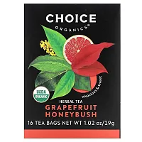 Choice Organic Teas, Herbal Tea, Grapefruit Honeybush, Caffeine Free, 16 Tea Bags, 1.02 oz (29 g)