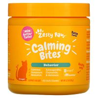 Zesty Paws, Calming Bites for Cat, Behavior, для всех возрастов, лосось, 60 жевательных таблеток, 90 г (3,1 унции)