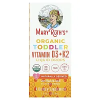 MaryRuth&#x27;s, Organic Toddler Vitamin D3 + K2 Liquid Drops, 1-3 Years, Unflavored, 1 fl oz (30 ml)