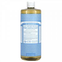 Dr. Bronner's, Чистое кастильское мыло из конопли 18-в-1, детское без запаха, 946 мл (32 жидк. Унции)