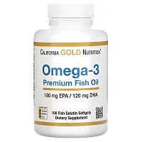 California Gold Nutrition, Omega-3 Premium Fish Oil, 100 Fish Gelatin Softgels