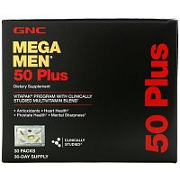 GNC, Mega Men, мультивитамины для мужчин старше 50 лет, 30 пакетиков