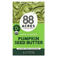 88 Acres, Simple &#x27;N&#x27; Smooth, Pumpkin Seed Butter, 10 Pouches, 1.16 oz (33 g) Each