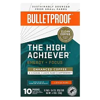 BulletProof, The High Achiever Coffee Pods, Medium Dark Roast, 10 Pods, 0.47 oz (13 g) Each