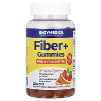 Enzymedica, Fiber+ Gummies, Pre &amp; Probiotic, Blood Orange, 90 Gummies