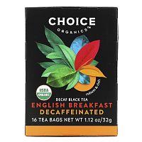 Choice Organic Teas, Decaf Black Tea, Decaffeinated English Breakfast, 16 Tea Bags, 1.12 oz (32 g)