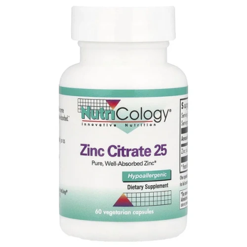 Nutricology, Zinc Citrate 25, 60 Vegetarian Capsules