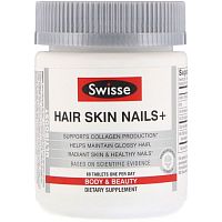 Swisse, Ultiboost, Hair Skin Nails+, добавка для здоровья волос, кожи и ногтей, 60 таблеток