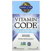 Garden of Life, Vitamin Code, 50 &amp; Wiser Men, Whole Food Multivitamin, 240 Vegetarian Capsules