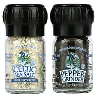 Celtic Sea Salt, набор мини-мельниц, светло-серая кельтская соль и черный перец, 82 г (2,9 унции)