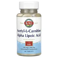 KAL, Acetyl-L-Carnitine &amp; Alpha Lipoic Acid, 60 Tablets