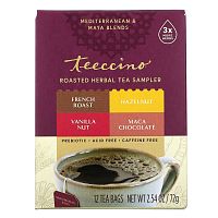 Teeccino, Roasted Herbal Tea Sampler, 4 Flavors, Caffeine Free, 12 Tea Bags, 2.54 oz (72 g)