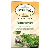 Twinings, Buttermint, травяной чай, мятный, без кофеина, 20 чайных пакетиков в индивидуальной упаковке, 40 г (1,41 унции)