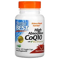 Doctor&#x27;s Best, High Absorption CoQ10 with BioPerine, 100 mg, 120 Veggie Caps